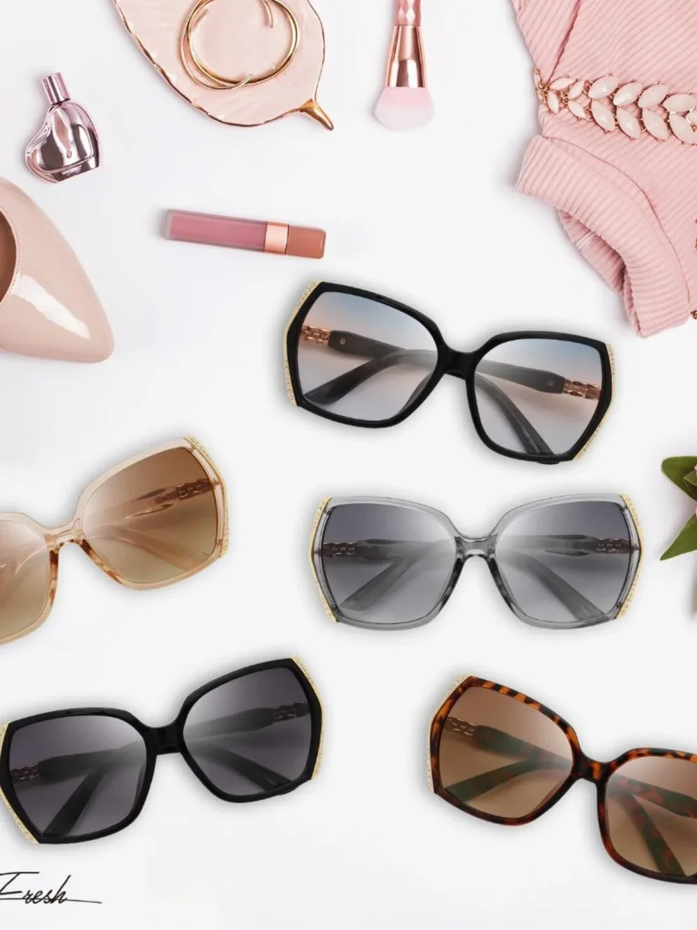 Luxury Women's Gradient Lens Sunglasses with Stylish Crystal Design & Gift Box